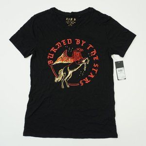 Guess Embellished Graphic Tee T Shirt Black XS